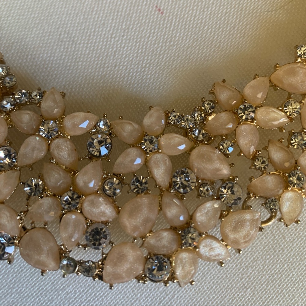 Blush/Soft Peach Rhinestone Statement Necklace - image 2